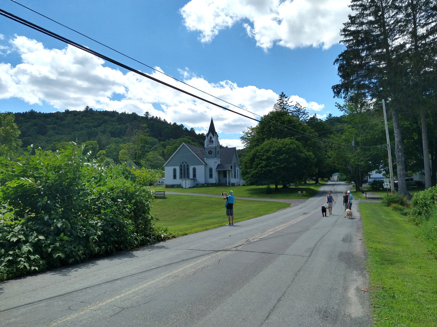 Taking a walk near the Equinunk United Methodist Church.